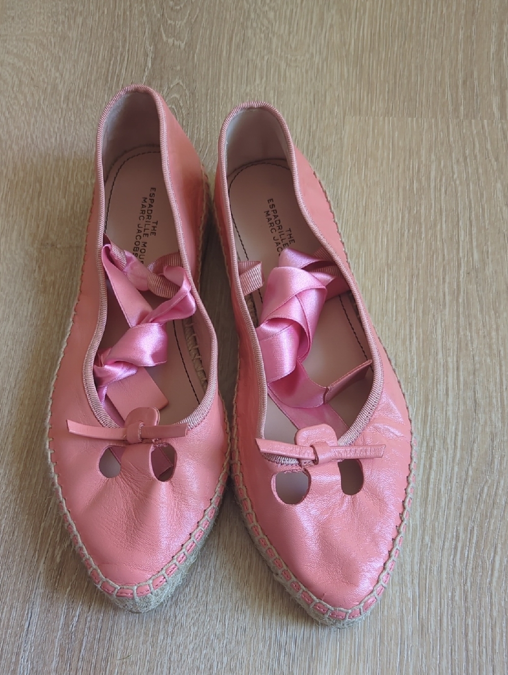 Marc Jacobs The Mouse Espadrille Point Toe Pink Platform Ankle Straps EU 36 Us 6